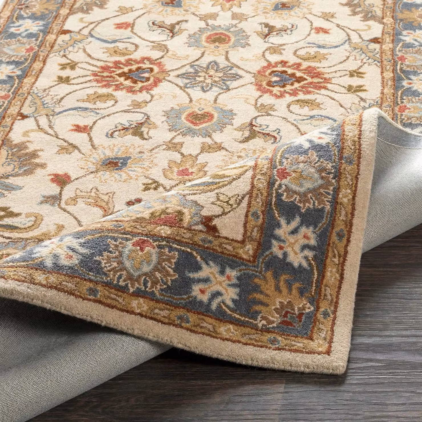 Livabliss Caesar Hand Tufted Wool Traditional Floral Rug in Blue, Brown and Beige, W: 180 cm, L: 250 cm – 3