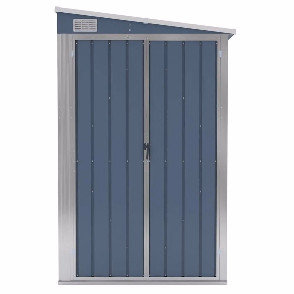 Berkfield Home Wall-mounted Lean-to Garden Shed in Grey Galvanised Steel, W/D/H: 118 x 194 x 178 cm – 3