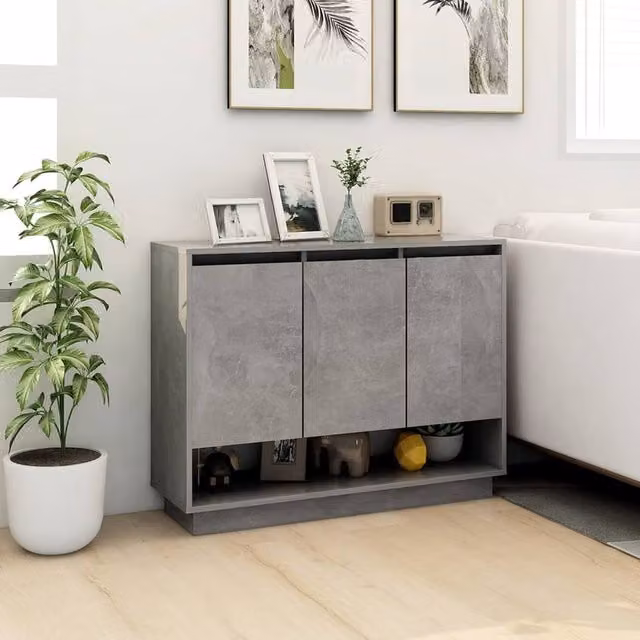 Berkfield Home Sideboard in Concrete Grey, W/D/H: 97 x 31 x 75 cm – 1