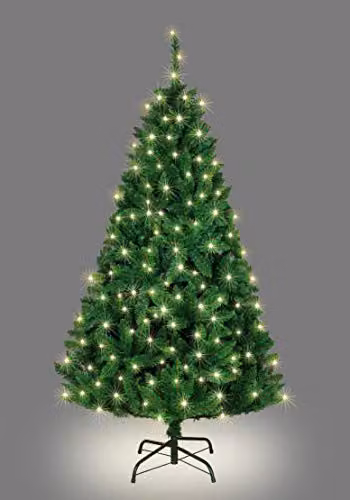 Shatchi 5ft Pre-Lit Green Imperial Pine Artificial Deluxe Christmas Tree with Warm White LEDs and Metal Stand