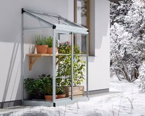 Palram Canopia Lean-to Grow House with Transparent Polycarbonate Panels and Silver Aluminium Frame – 3