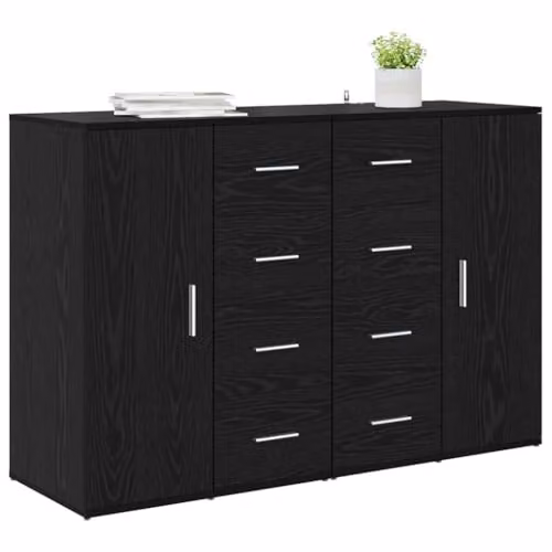 vidaXL CORONA Set of 2 Modern Sideboards in Black Oak, W/D/H: 59 x 39 x 80 cm