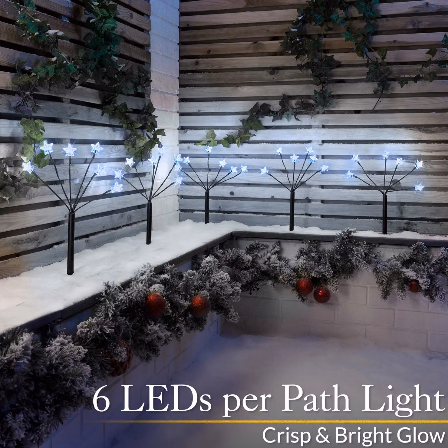 Christow Star LED Outdoor Christmas Path Lights, Set of 5, White – 3