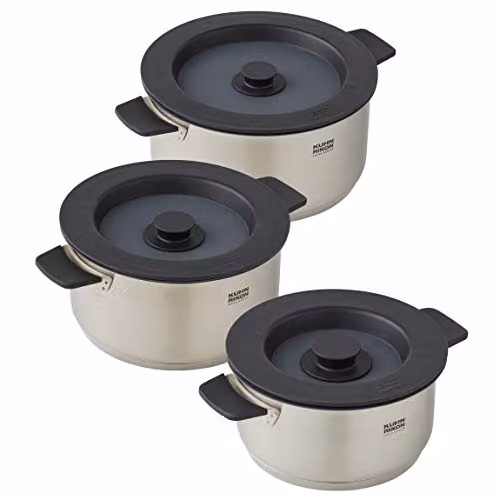 Kuhn Rikon 3 Piece Stainless Steel Uncoated Cookware Set with Silicone Lids in Silver – 1