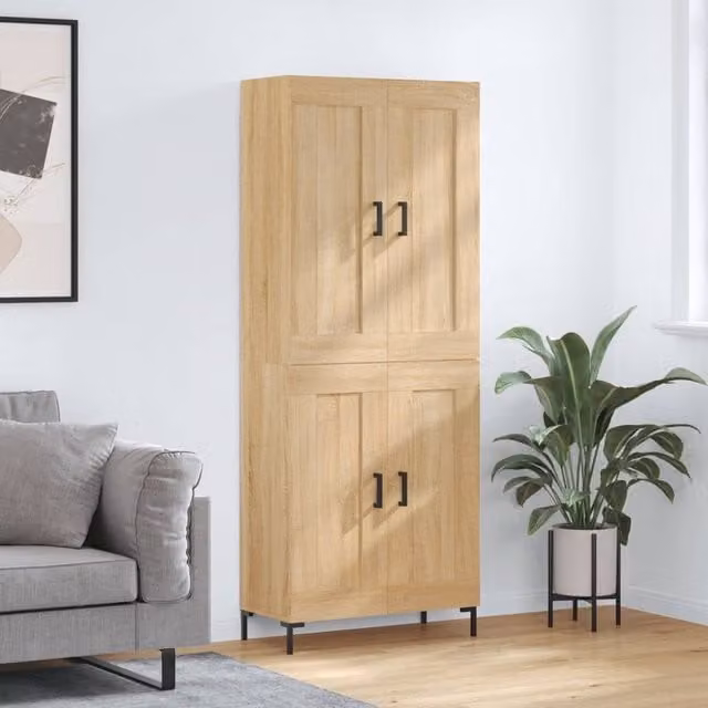 Berkfield Home Sonoma Oak Highboard in Brown, W/D/H: 69.5 x 34 x 180 cm – 1