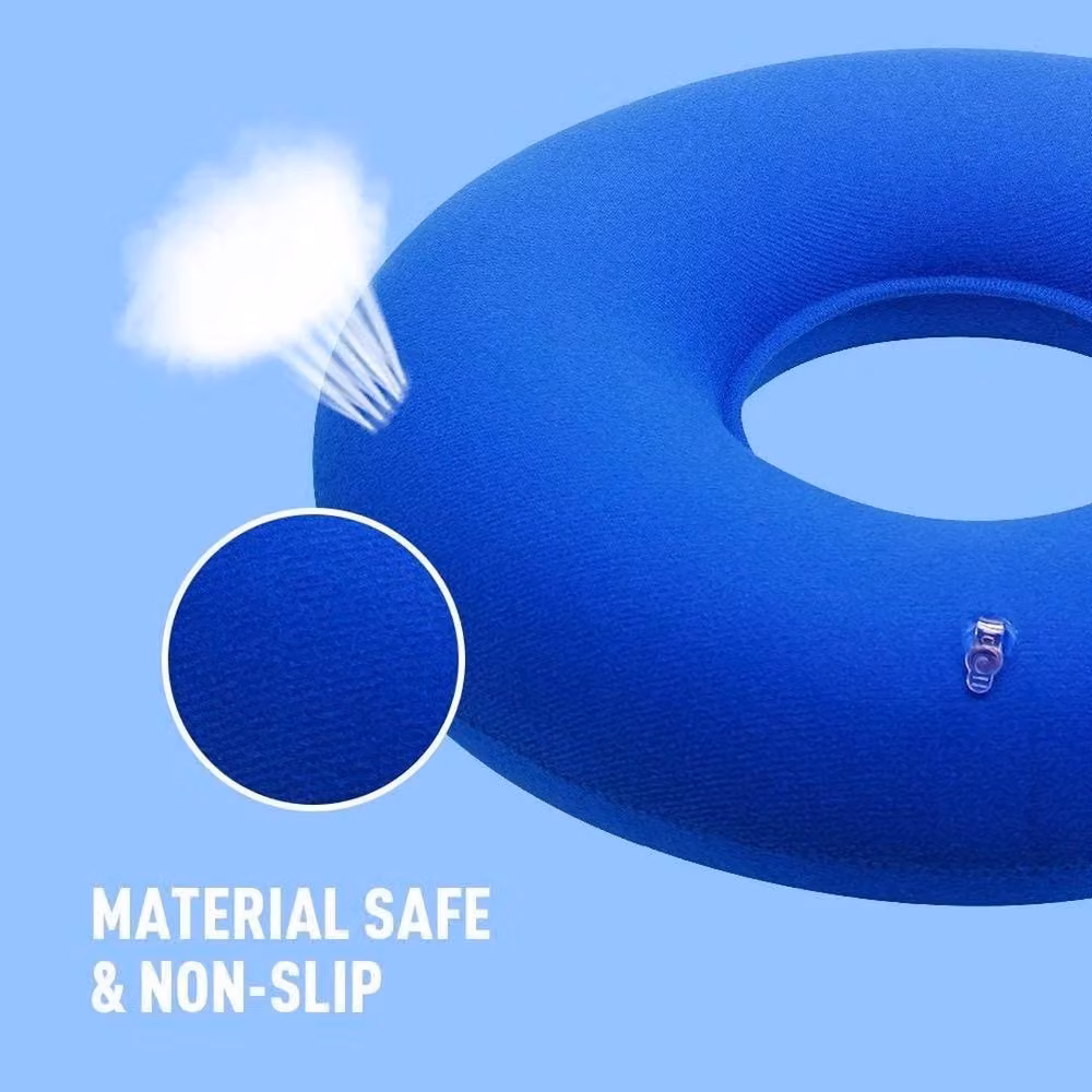 NESTLUNE Inflatable Blue Vinyl Donut Cushion Pillow Seat, W: 100 cm, L: 190 cm – 3