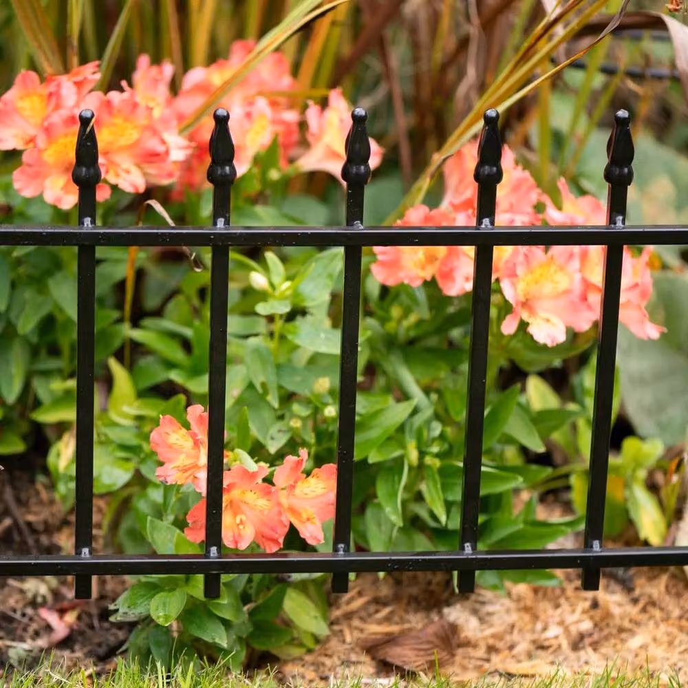 FLAVORA 2-Pack of Clarence Finial Metal Garden Borders in Black, W/H: 100 x 15 cm – 2