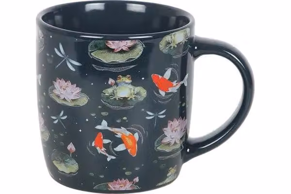 KDMD Pond Print Mug in Teal and Blue Floral Design, 350 ml – 4