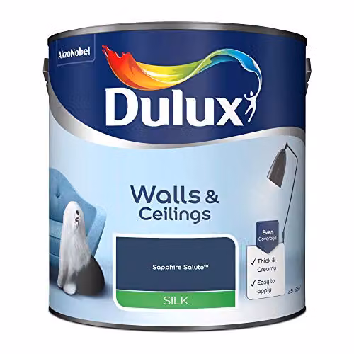 Dulux Walls & Ceilings Silk Emulsion Paint in Blue, 2.5 l – 2