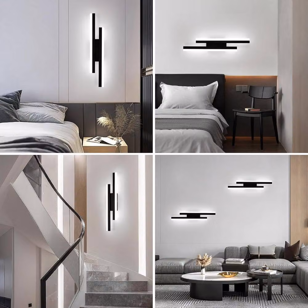 Goeco Modern LED Wall Light, 16W Up and Down Linear Bar Lamp, 6500K Cool White, Black – 6