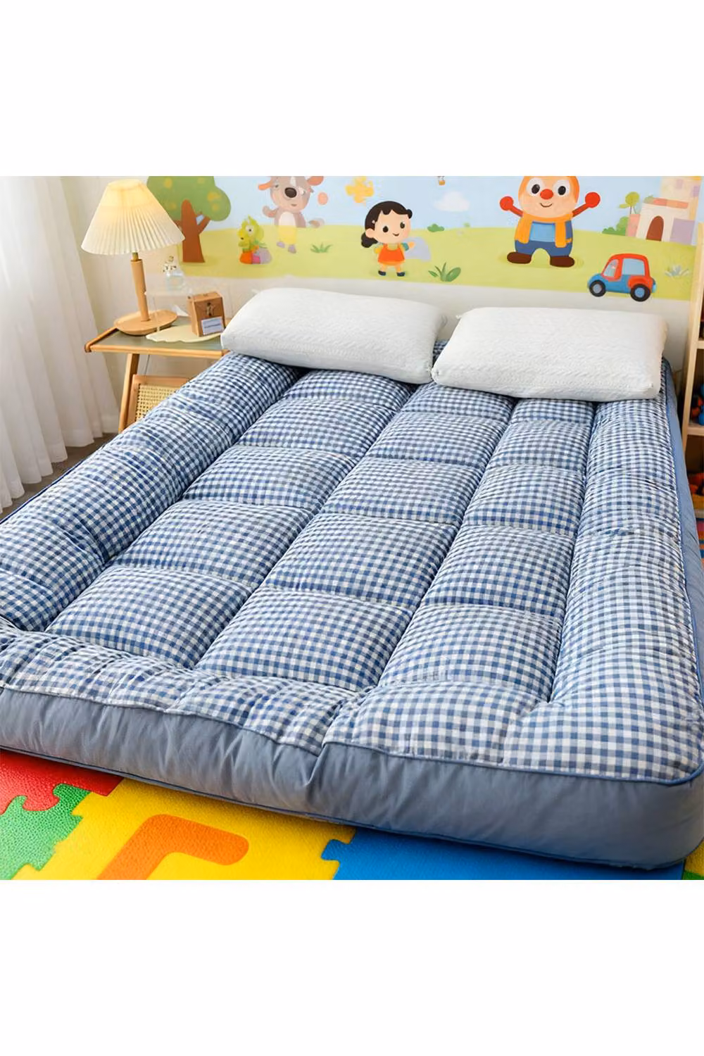Living and Home Blue Quilted Mattress Topper, Super King, 10 cm Depth – 3