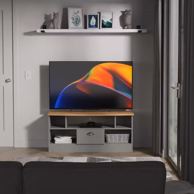 Victoria Ready Assembled 1 Drawer TV Media Unit in Dusk Grey and Riviera Oak