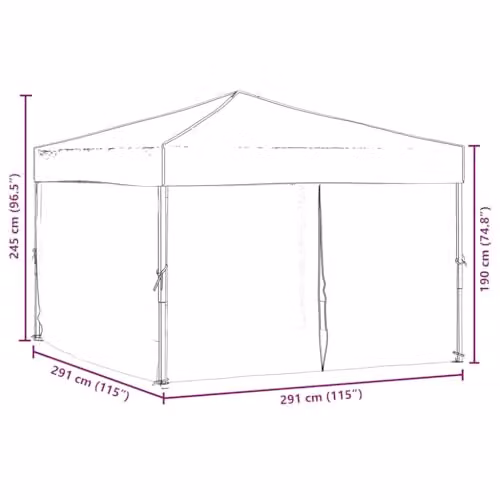 vidaXL Folding Party Tent with Sidewalls and Windows, Anthracite and Silver, W: 300 cm, D: 300 cm, H: 245 cm – 2