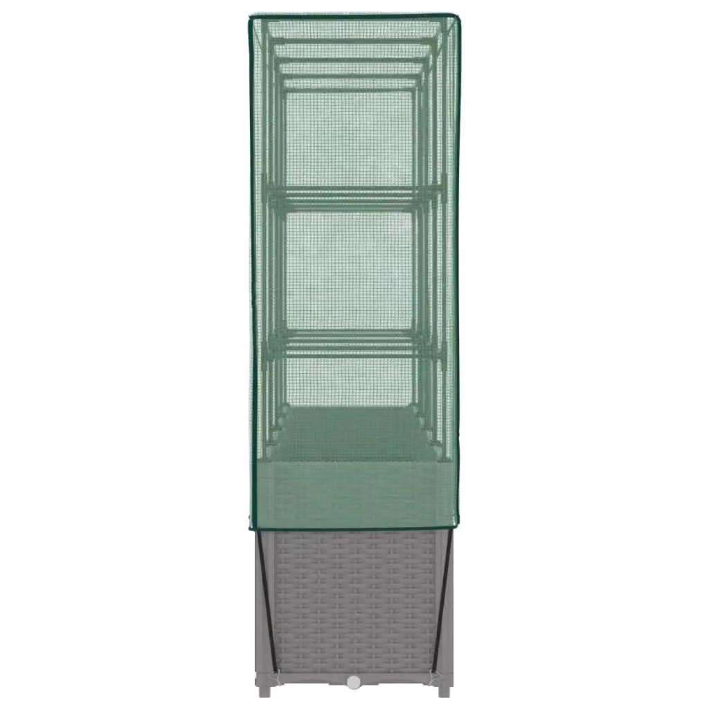 Berkfield Home Raised Bed with Greenhouse Cover in Black Rattan Look, W/D/H: 160 x 40 x 153 cm – 2