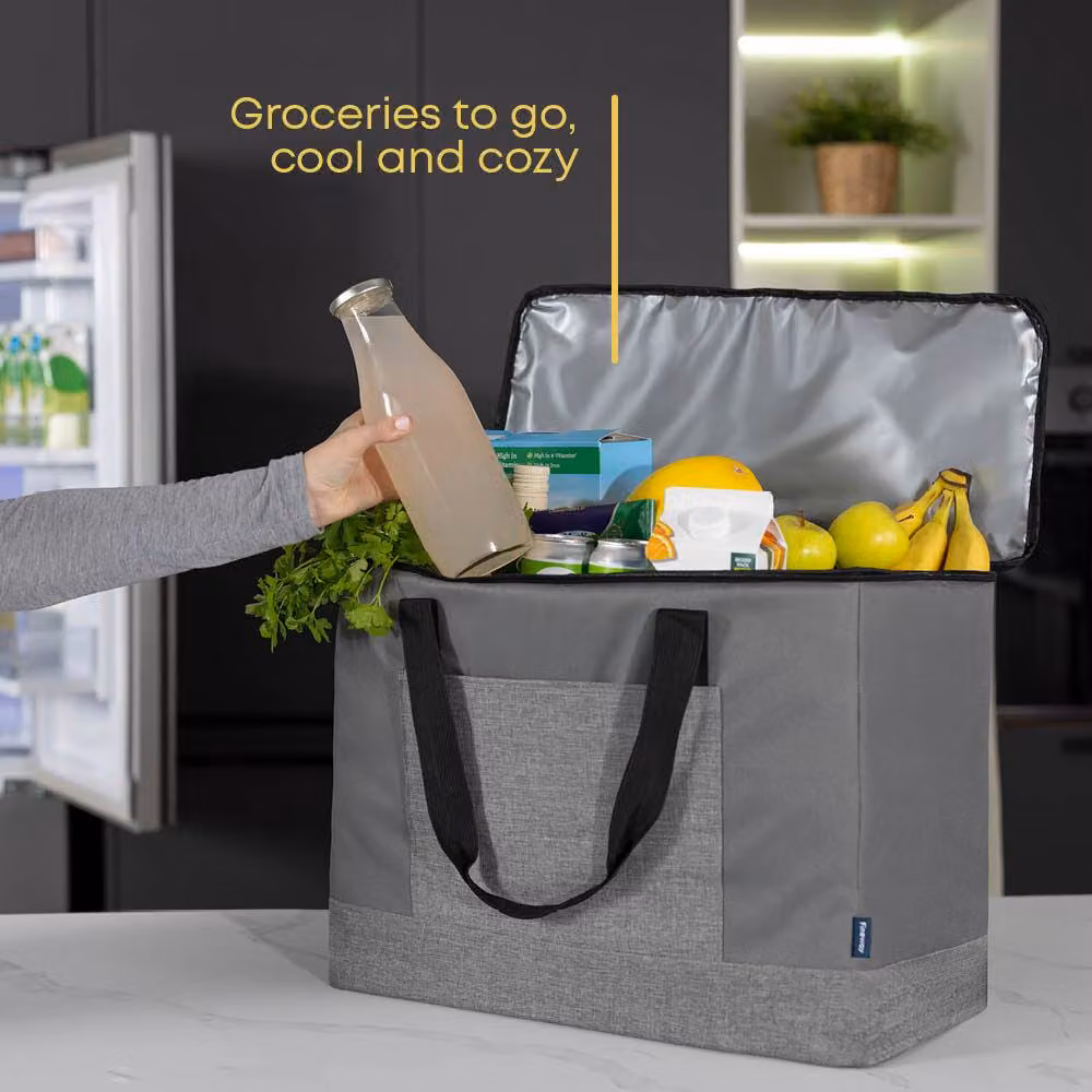 FINEWAY 60L Insulated Leakproof Cooler Bag with Strap, Grey – 5