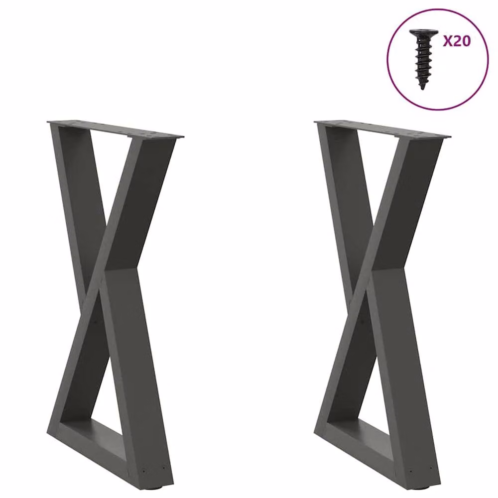 Berkfield Home Steel Dining Table Legs, 2 Pieces, Anthracite Grey, H: 72-73.3 cm x W: 60 cm – 2