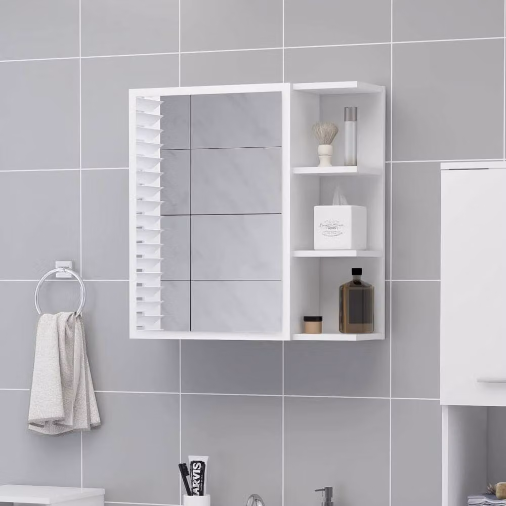 Berkfield Home White Modern Bathroom Mirror Cabinet with Hinged Doors W/D/H: 62.5 x 20.5 x 64 cm – 2