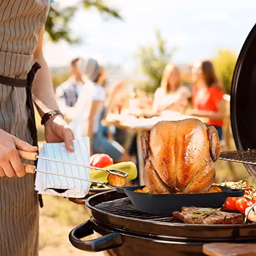 Joeji's Kitchen Cast Iron Vertical BBQ and Oven Chicken Roaster Stand, Black – 6