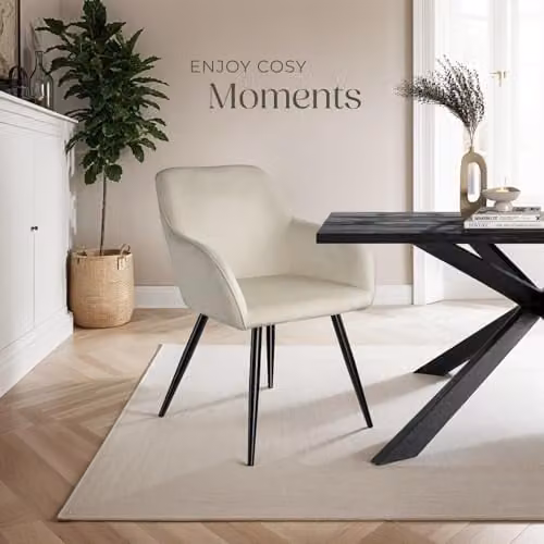 tectake Marilyn Dining Chair in Black Velvet with Armrests – 2