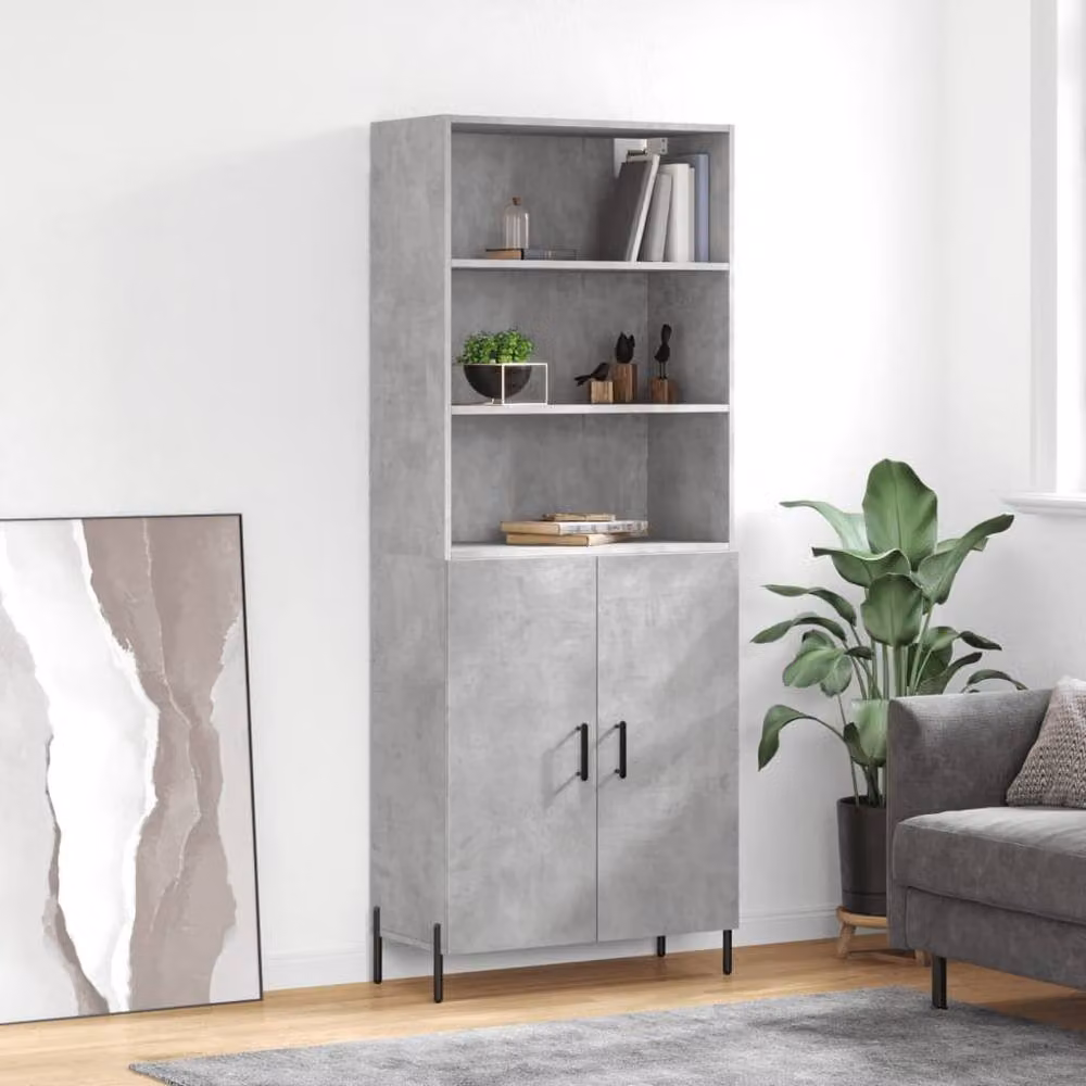 Berkfield Home Highboard in Concrete Grey, W/D/H: 69.5 x 34 x 180 cm – 2