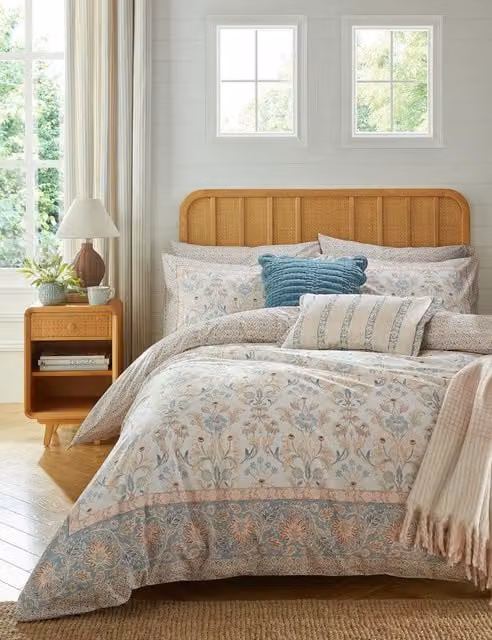 Laura Ashley Semington Floral Pure Cotton Bedding Set, Multicolour, W: 140 cm, L: 200 cm