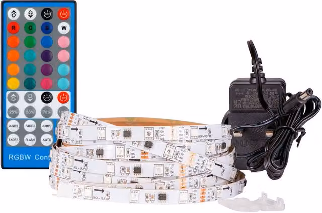 TCP RGBW LED Strip Light Set with Remote Control, 5m, Multicolour
