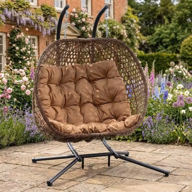 Rosewood & Stone Home Knole Double Egg Chair in Brown – 1