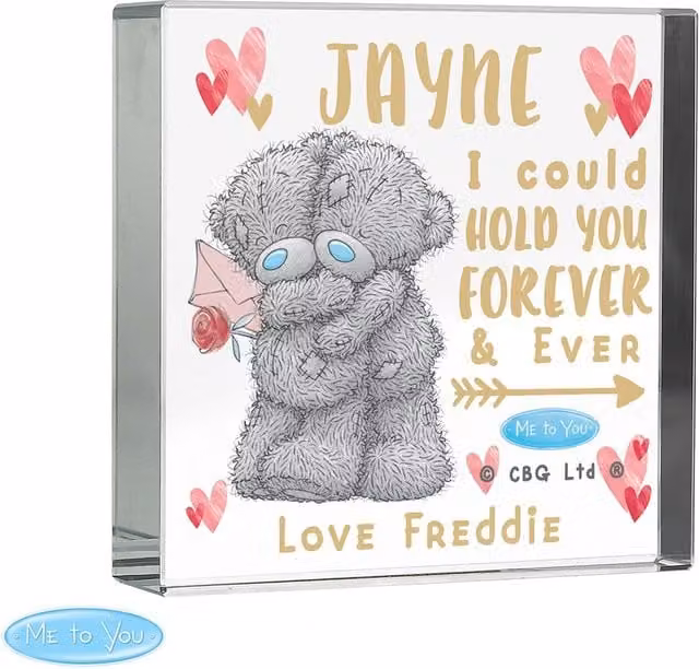 Personalised Memento Company Personalised Me To You Hold You Forever Crystal Token in Clear