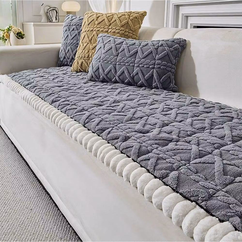 NESTLUNE Non-Slip Jacquard Sofa Slipcover in Grey, W/D/H: 190 x 100 x 70 cm – 3
