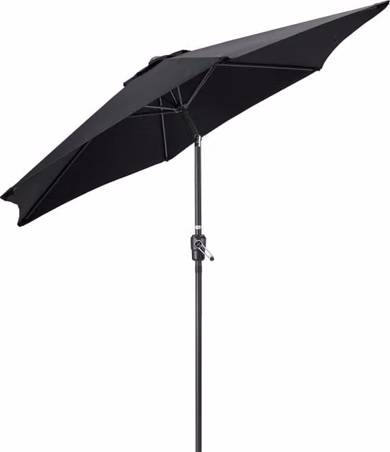 Christow Tilting Garden Parasol Umbrella in Matt Black with Aluminium Frame, Diameter: 270 cm
