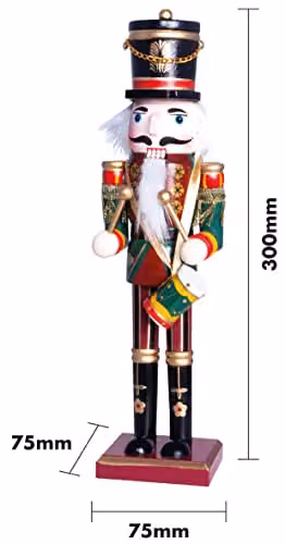 St Helens Home & Garden Nutcracker with Drum Christmas Decoration, Multicolour, Height: 30 cm – 2