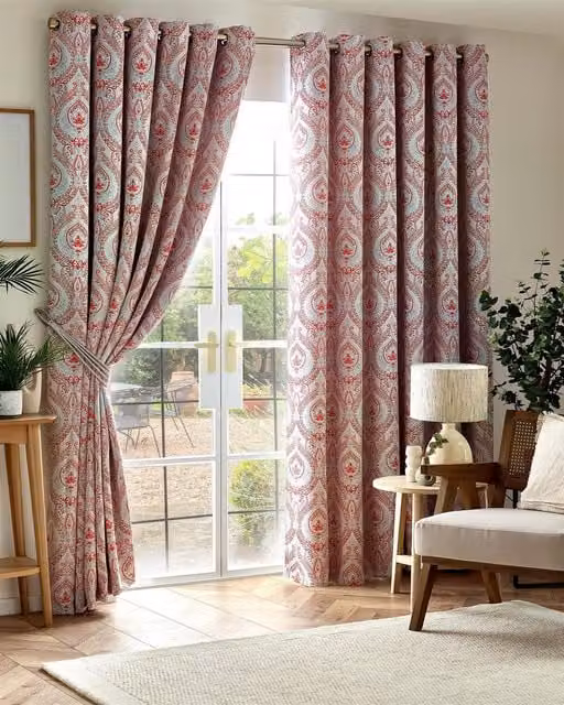 Luxury Living Victoria Blackout Thermal Insulating Ring Top Curtains in Red, Width: 168 cm, Drop: 137 cm – 1