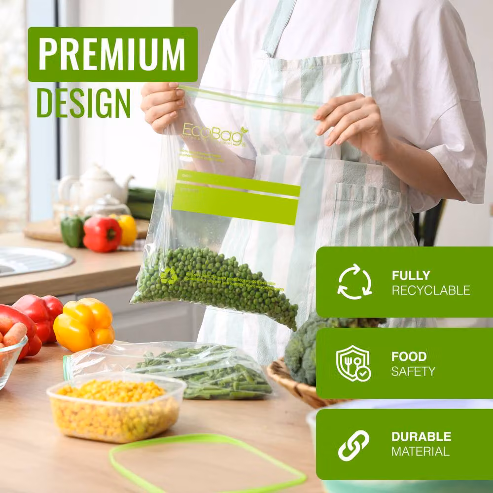 Ecobag 20 Pack Reusable Freezer and Sandwich Bags, 4.5 l, Transparent – 3