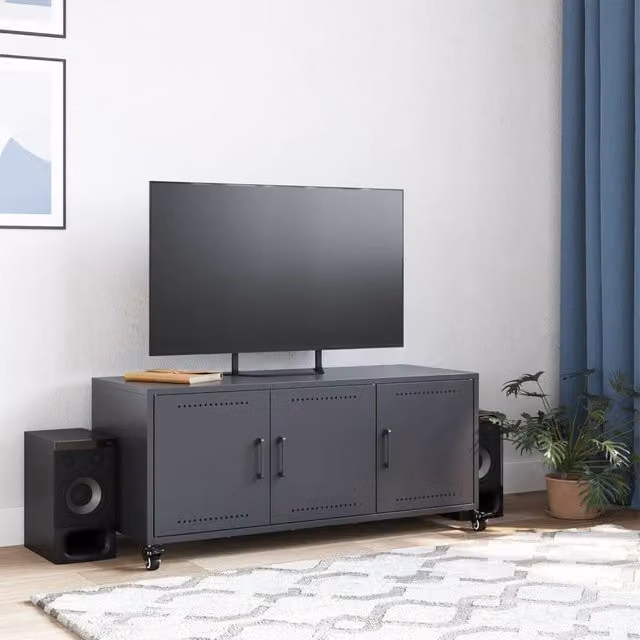 Berkfield Home Anthracite Steel TV Cabinet in Dark Grey, W: 100.5 cm, D: 39 cm, H: 43.5 cm