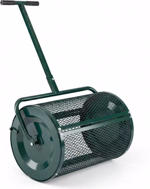 COSTWAY Heavy-duty Manual Metal Compost Spreader, Green