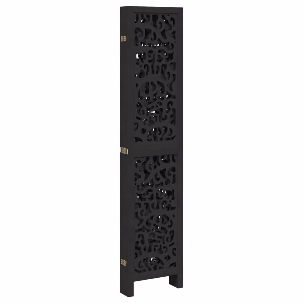 Berkfield Home 6 Panel Black Solid Wood Paulownia Room Divider – 5