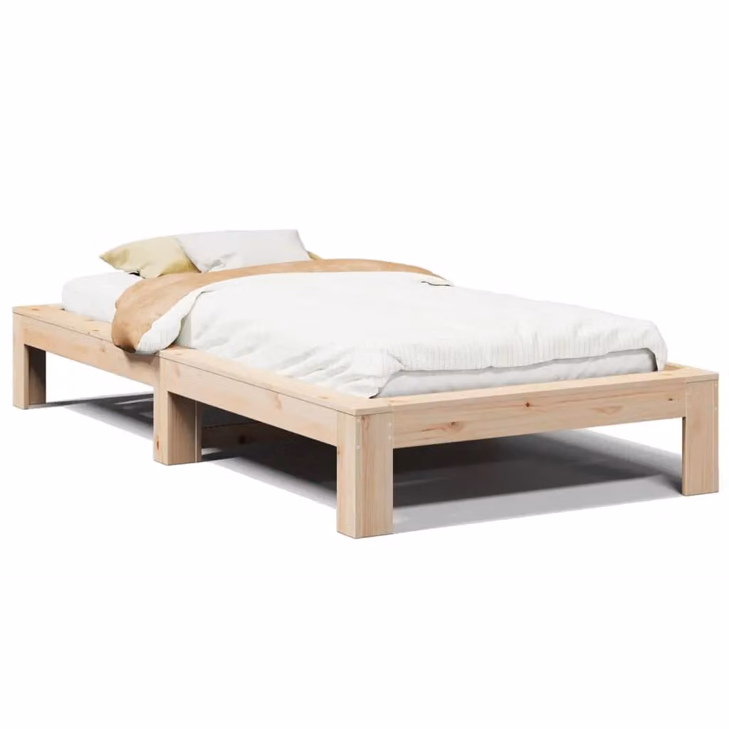Berkfield Home Solid Wood Pine Bed Frame in Brown, W/D/H: 100 x 200 cm – 2