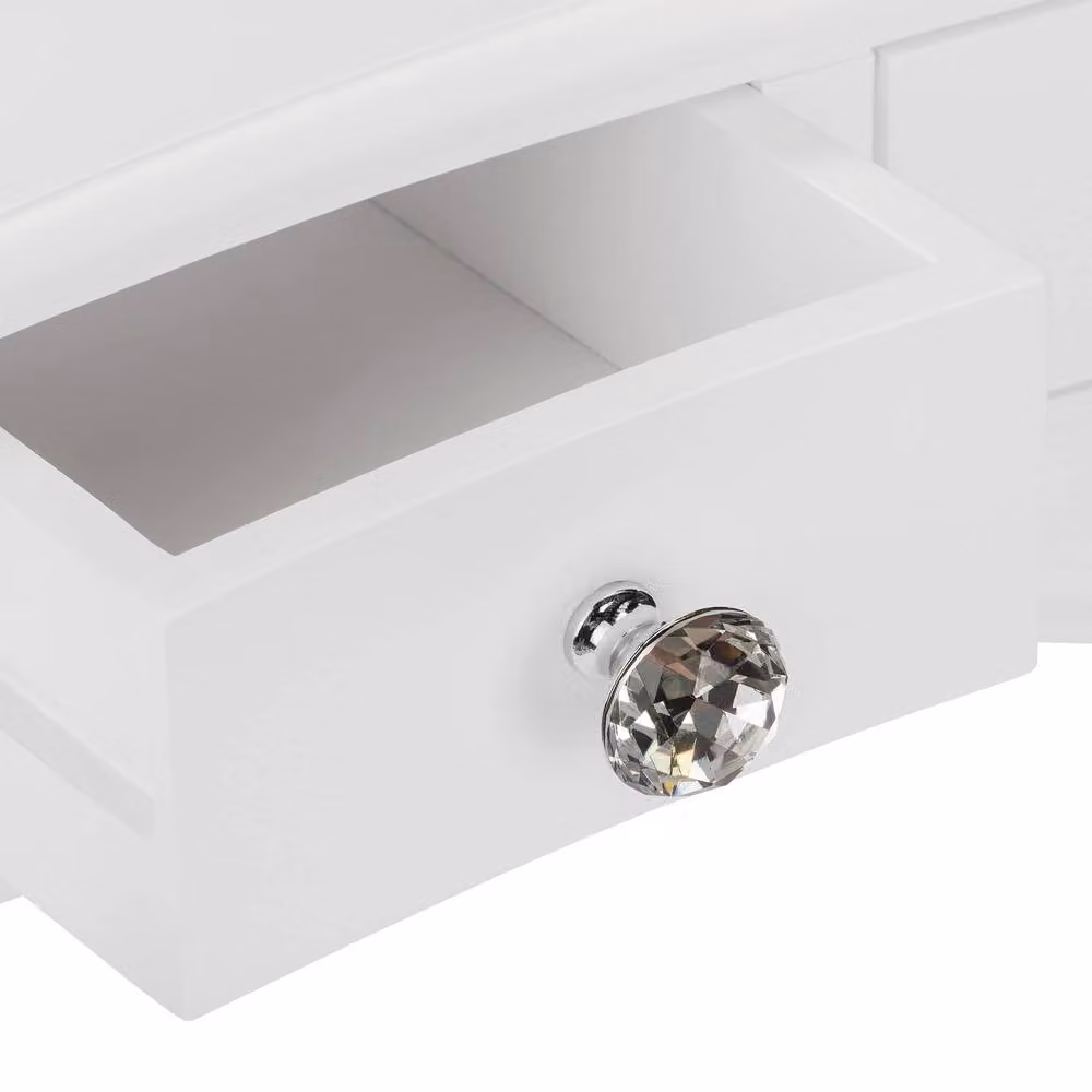 Statement Furniture Juliette Vintage Chic Dressing Table with Crystal Handles in White – 2