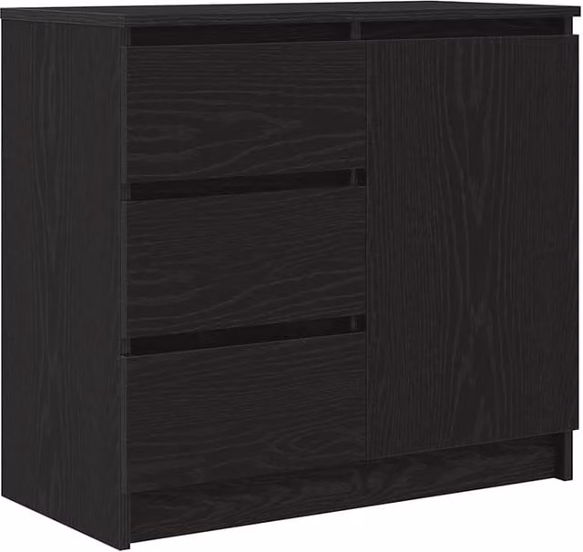 Berkfield Home Modern Sideboard with Drawer in Black Oak, W/D/H: 71 x 35 x 65 cm