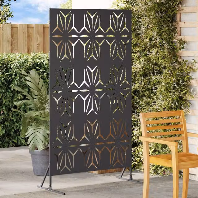 Berkfield Home Black Steel Privacy Screen, W: 100 cm, D: 50 cm, H: 180 cm