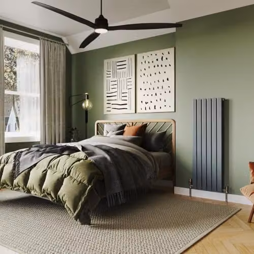 UK Radiators Typhoon Anthracite Flat Tube Vertical Designer Radiator, W: 40.8 cm, H: 120 cm – 3