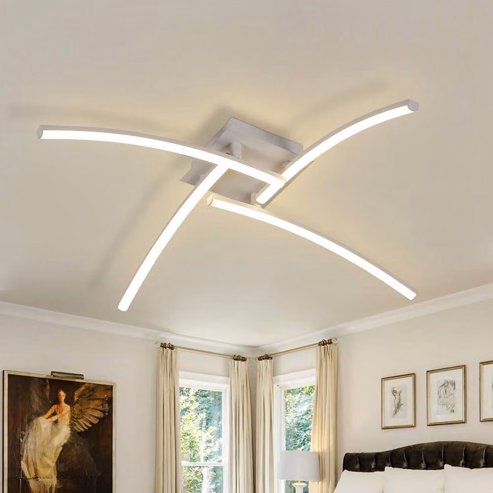 Pheashine Bright 4-Arm Curved LED Ceiling Light in White, 24W, 4000K Neutral White – 2