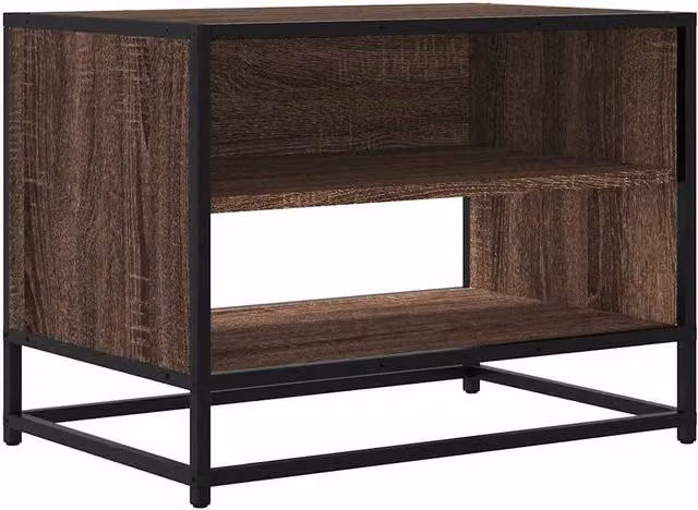 Berkfield Home Brown Oak TV Cabinet in Engineered Wood and Metal, W/D/H: 61 x 40 x 46 cm – 1