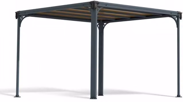 Palram Milano 3000 Modern Garden Gazebo in Grey with Polycarbonate Roofing, W: 309 cm, D: 309 cm, H: 225 cm – 1