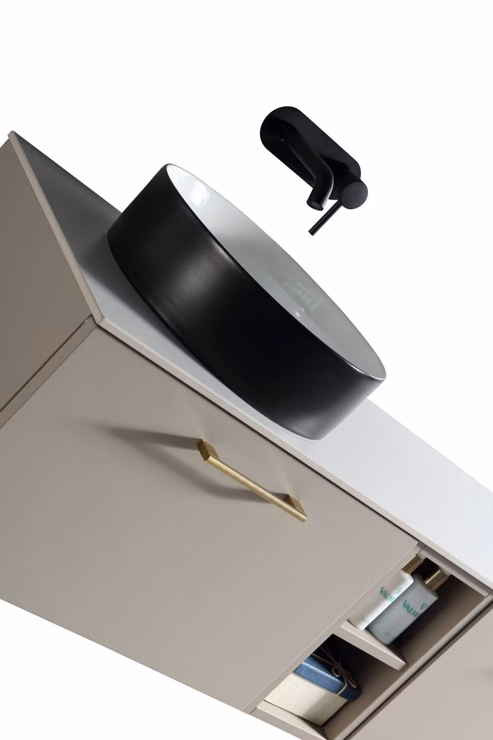 Bathroom Kingdom Piatta Soft Coffee Wall Hung Basin Vanity in Taupe, Width: 140 cm – 2