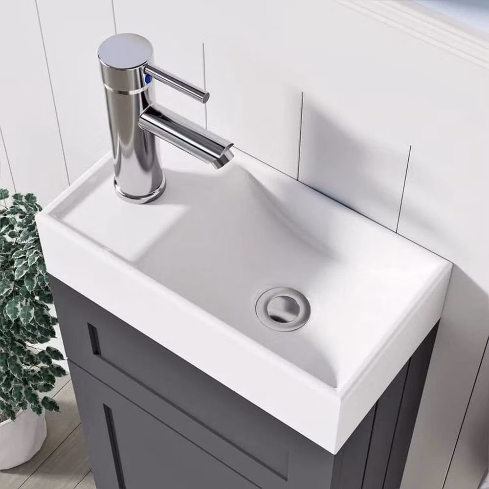 FORGEVIO Crawle Grey Modern Freestanding Bathroom Vanity Unit with Basin Cabinet and Internal Shelves, Width: 40 cm – 2