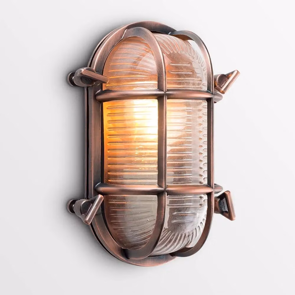 ValueLights Bow Oval IP64 Outdoor Garden Wall Light in Copper with Warm White Bulb – 2