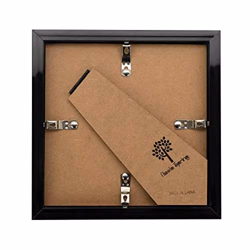 Nicola Spring 2 Piece Square 3D Shadow Box Photo Frame Set in Black and White with Glass Aperture – 3