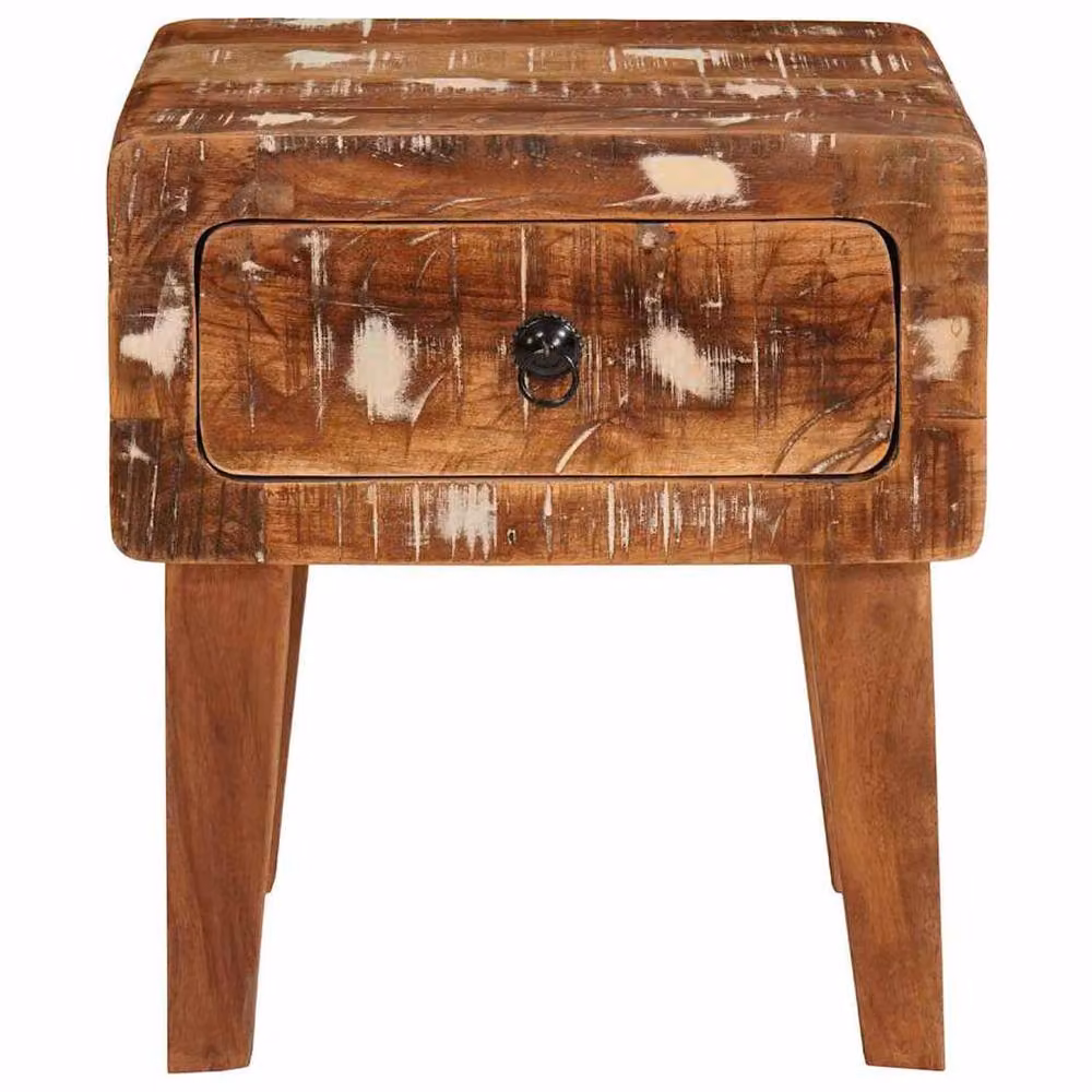 Berkfield Home Multicolour Rustic Reclaimed Wood End Table, Brown, W: 40 cm, D: 32 cm, H: 46 cm – 2