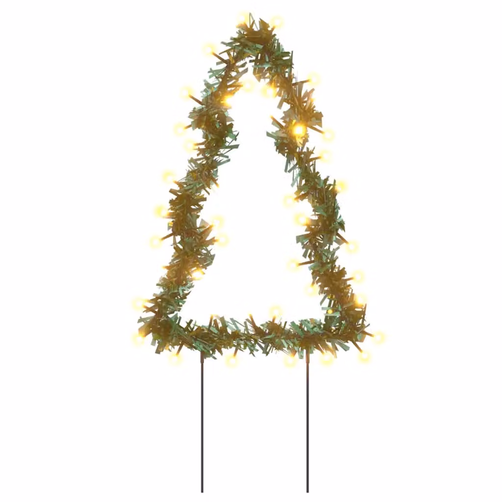 Berkfield Home Christmas Tree Light Decorations with Spikes, 50 LEDs, Green, H 30 cm, 3 Pieces – 2